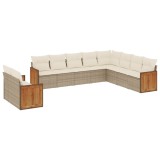 Cumpara ieftin Set canapele de gradina cu perne, 10 piese, bej, poliratan