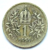 Moneda Argint Austria 1 Coroana 1894 VF++ Franz Joseph, KORONA KRONEN, Argint