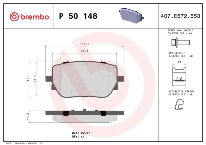 BREMBO P 50 148 PRIME LINE set placute frana disc