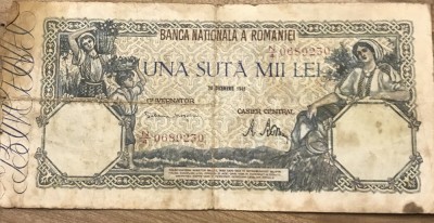 (BNK A) Romania bancnota 100000 lai Decembrie foto