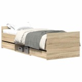 Cadru pat cu tablie la cap/picioare, stejar sonoma, 75x190 cm