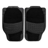 Set Covorașe Auto, Cauciuc-Mocheta, 4 Bucăți, Suprafață Anti-Alunecare, Negru