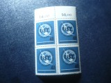 Bloc 4 valori RFG 1965 - 100 Ani UIT , margine coala