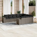 Gossi set mobilier de gradina cu perne, 10 piese, gri, poliratan