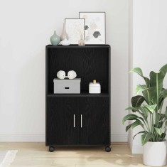 vidaXL Cabinet cu roți Stejar Negru 55 x 40 x 91 cm Lemn compozit