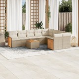 vidaXL Set canapele de grădină cu perne, 10 piese, bej, poliratan 3227990