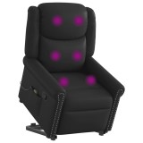 VidaXL Scaun de masaj &icirc;n picioare piele artificială neagră lucioasă