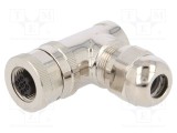 Conector TE Connectivity M12 4 pini mamă 90&deg; IP67 pe cablu 250V