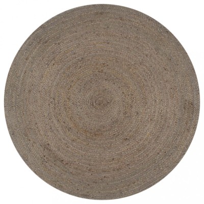 vidaXL Covor manual, gri, 150 cm, iută, rotund foto