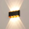 Aplica LED Exterior Eco Emmitt 6W, 540lm, 3000K, IP65, Auriu/Negru, 18x10x4cm, Aluminiu, Lumina Calda