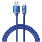 Cablu alimentare si date Baseus Crystal Shine, Fast Charging Data Cable pt. smartphone, USB la USB Type-C 100W, 1.2m, braided, albastru
