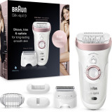 Epilator Braun Silk-&eacute;pil 9 9/725 SensoSmart&trade;, Micro-Grip, Wet &amp;amp; Dry, 40 pensete, 2 viteze, cap de ras, cap de tuns, cap de precizie pentru fata, S