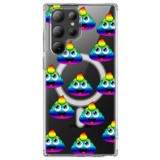 Husa personalizata pentru samsung galaxy s23 ultra, magsafe atasare magnetica, rainbow poop