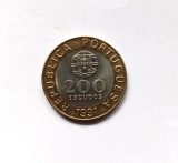 Portugalia 200 Escudos 1991 moneda bicolor km # 655