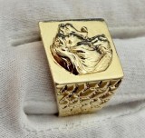 Ghiul / Inel din aur galben de 14k (cap de leu)