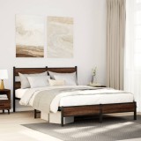 VidaXL Cadru pat fără saltea, stejar maro, 137x190 cm, lemn prelucrat