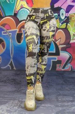 G813-100 Colanti casual cu talie inalta si print colorat