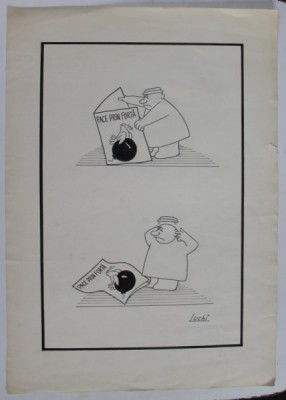 PACE PRIN FORTA , CARICATURA de LUCIA TIMOC , ANII &amp;#039;70 foto