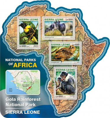 SIERRA LEONE 2016 - Fauna, parc Sierra Leone (2)/ set complet - colita+bloc MNH foto