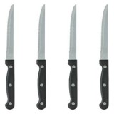 Set de 4 cutite cu lama zimtata din otel inoxidabil, maner ergonomic, negru, CMCLASS