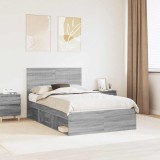 vidaXL Cadru de pat Gri Sonoma 120 x 200 cm Lemn de pin masiv 3411033