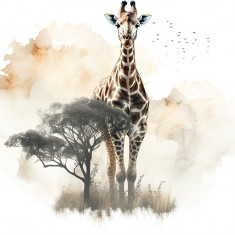 Sticker decorativ, Girafa, Maro, 70 cm, 1307STK-8