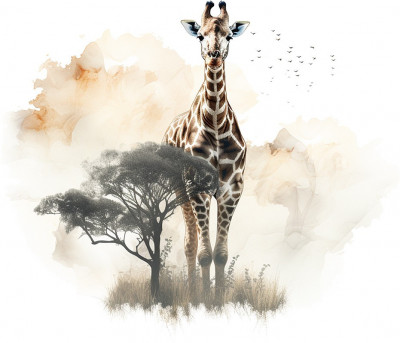 Sticker decorativ, Girafa, Maro, 70 cm, 1307STK-8 foto