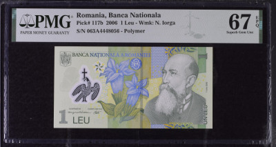 1 leu 2006 gradata PMG 67 EPQ Superb Gem Unc, polimer foto