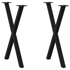 vidaXL Picioare de masă &icirc;n formă de X, 2 buc., negru, 57x(72-73) cm, oțel