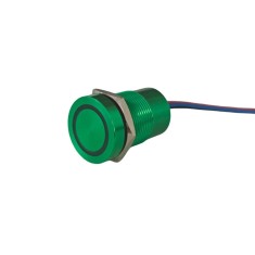Buton tactil piezoelectric SPST 19mm aluminiu, LED rosu verde, NO, 12-24V DC, 0.2A, IP67, cu mentinere