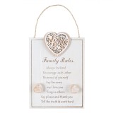 Decorațiune Suspendabilă din Lemn, Model Family Rules, Dimensiuni 14.5x20cm, Oem