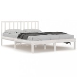 Cumpara ieftin Cadru de pat, alb, 200x200 cm, lemn masiv de pin