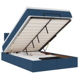 Cumpara ieftin Pat otoman cu saltea si LED-uri, tesatura albastra 120x200 cm