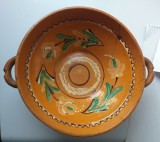 Castron, bol mare cu toarte de ceramica VAMA - OAS, Maramures (cu agatator)
