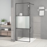 VidaXL Perete cabină duș walk-in negru 80x195 cm sticlă ESG semi-mată