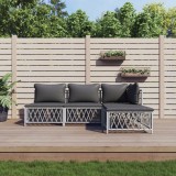 vidaXL Set mobilier de grădină, 4 piese, cu perne, alb, oțel 3186852