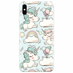 Husa silicon pentru Apple Iphone XS Max, Unicorns And Clouds