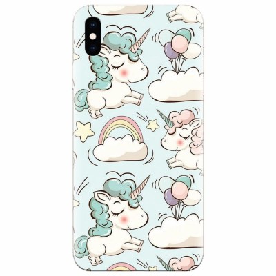 Husa silicon pentru Apple Iphone XS Max, Unicorns And Clouds foto