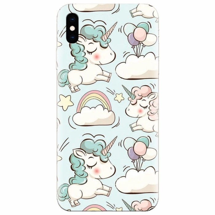 Husa silicon pentru Apple Iphone X, Unicorns And Clouds