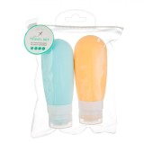 Set Sticle Silicon Călătorie, 2 Bucăți, Capacitate 100ml, Culoare Portocaliu și Albastru Deschis, Oem