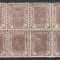ROMANIA 1900/1906 LP 54 a REGELE CAROL I SPIC DE GRAU FARA FILIGRAN VALOAREA 1 BANI BRUN DESCHIS BLOC DE 8 TIMBRE IMPRESIUNE DEFECTUOASA STARE MNH