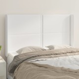 Cumpara ieftin Tăblie de pat cu aripioare, alb, 147x16x118/128 cm, piele eco