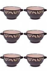 Set boluri supa, 6 piese, 650 ml, Ceramica, Maro Crem
