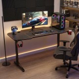Birou Gaming Adore Carbon Series X9, suprafata carbon, mousepad, USB gamepad holder, suport pentru casti si pahar, cutie cabluri, 140x66x75 cm