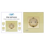 Aproape nou: Priza simpla incastrabila PNI WP101G cu rama din sticla, Gold culoare