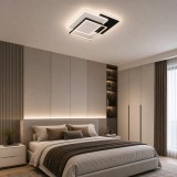 Lustra LED Alessandro DESIGN CHIARA 98W, 3 Patrate Geometrice, Dimabila, Telecomanda, Lumina Calda/Neutra/Rece, Negru