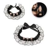 Set Accesorii Deghizare Halloween Gothic, Colier Choker si Bratara, Negru, 2 Bucati