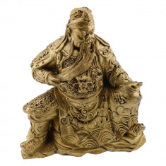 Statueta feng shui din rasina cu kuan kung protectorul impotriva tradarii 13cm