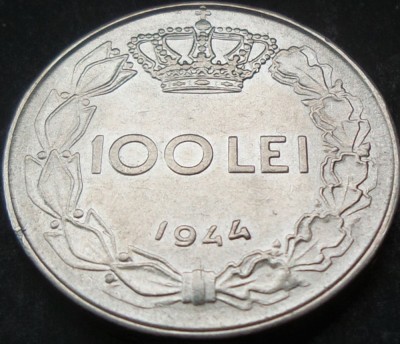 Moneda istorica 100 LEI - ROMANIA / REGAT, anul 1944 *cod 427 A foto