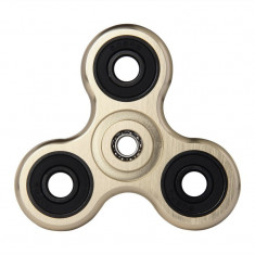 Fidget Spinner Metalic din Aluminiu Culoare Crem cu role Negre sau Albastre foto